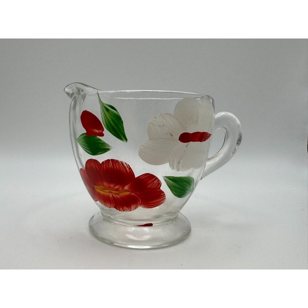 Vintage Bartlett Collins Creamer Red & White Flowers Gay Fad 50’s Vintage